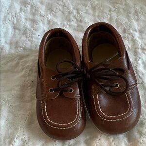 Kids Brown Leather Lace-Up Moccasin Shoes